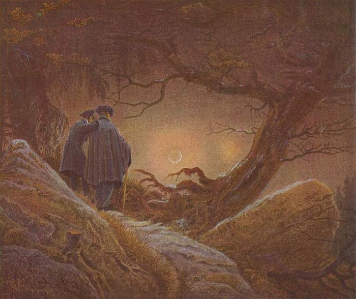 Caspar David Friedrich Zwei Manner in Betrachtung des Mondes